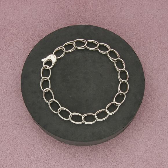 tiffany & co sterling silver double oval link chain bracelet size 7.75in - Picture 1 of 3